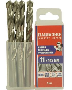 Сверло по мет. фрез.Р6М5 11,0х142мм "Hardcore" 5шт/упак