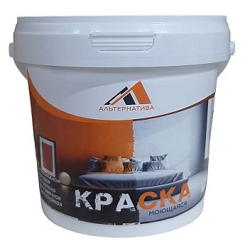 Краска моющаяся белоснежная АЛЬТЕРНАТИВА 1,4 кг, 12шт/упак