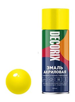 Аэрозольная эмаль унив. DECORIX, жёлтый (А07) 520мл/12 шт