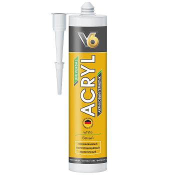 Герметик «V6», Акриловый, белый, 260 мл, 24шт