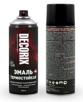 Аэрозольная эмаль термост. +400 DECORIX, чёрный (НН701) 520мл/12 шт