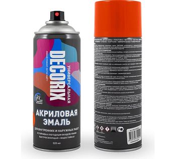 Аэрозольная эмаль унив. DECORIX, оранжевый (А03) 520мл/12 шт