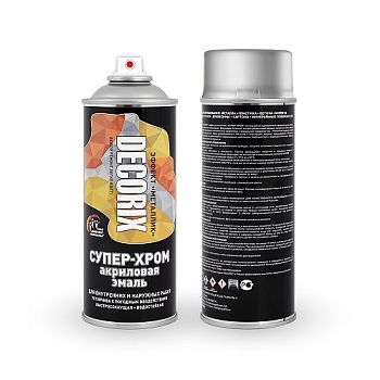 Аэрозольная эмаль "металлик СУПЕР-ХРОМ" DECORIX, серебро 520мл/12 шт