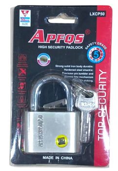 Замок навесной APFQS матовый на блистере 50мм, 120шт