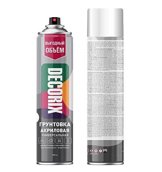 Аэрозольная грунтовка Универс. DECORIX, белая 780мл/12 шт